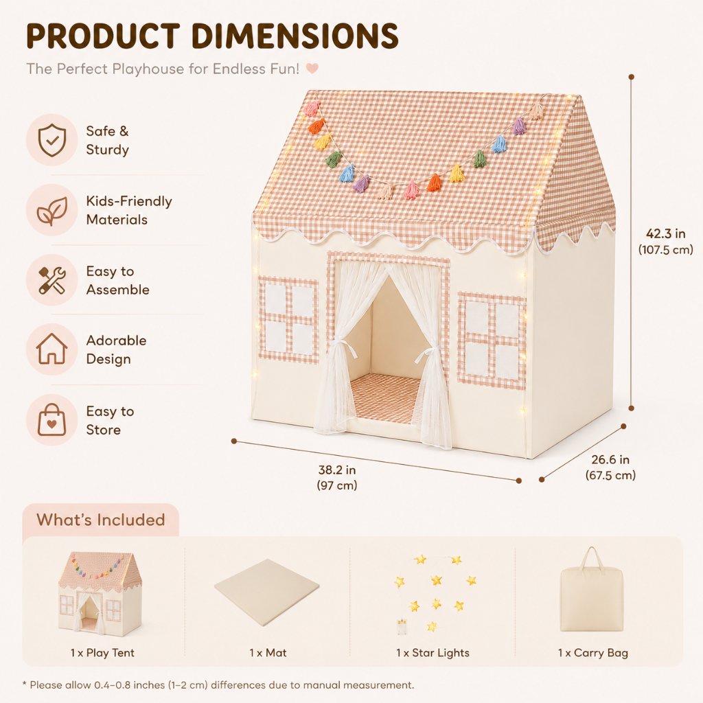 Little Teekie Kids Indoor Playhouse Tent with Garland and Lights