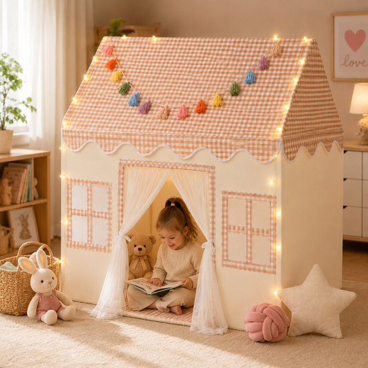 Little Teekie Kids Indoor Playhouse Tent with Garland and Lights