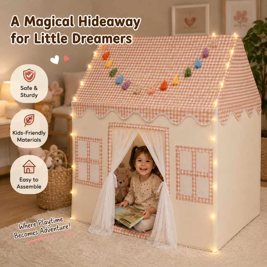 Little Teekie Kids Indoor Playhouse Tent with Garland and Lights