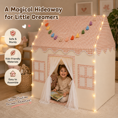 Little Teekie Kids Indoor Playhouse Tent with Garland and Lights