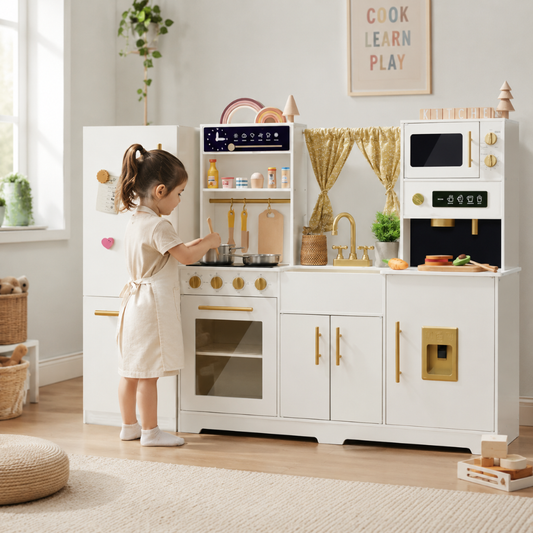 Little Teekie Luxury Wooden Play Kitchen & Fridge Set