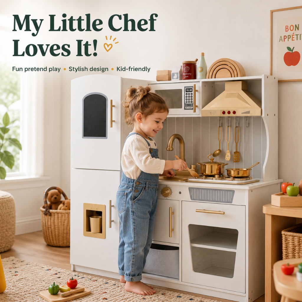 Little Teekie Luxury Wooden Play Kitchen & Fridge Set
