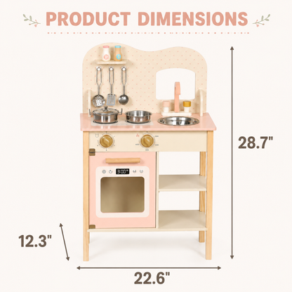 Little Teekie Wooden Play Kitchen Set with Sink and Oven