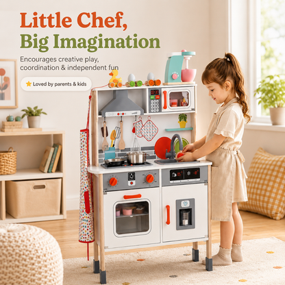 Little Teekie Wooden Play Kitchen Set with Realistic Features