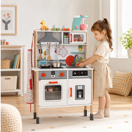 Little Teekie Wooden Play Kitchen Set with Realistic Features