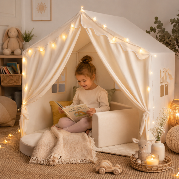 Little Teekies Kids Play Tent with Lights and Mat Cozy Indoor Playhouse