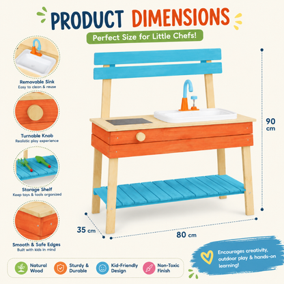Little Teekie Wooden Outdoor Mud Kitchen Play Table