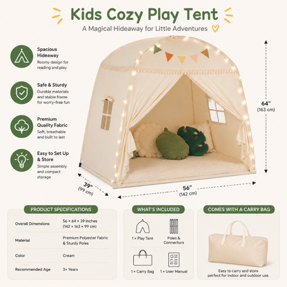 Little Teekie Teepee Tent for Kids with Star Lights and Flags