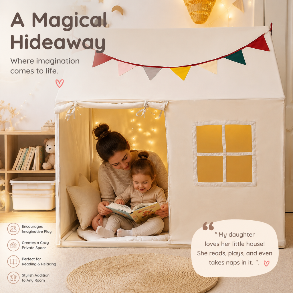 Little Teekie Kids Indoor Playhouse Tent with Pennant Banners