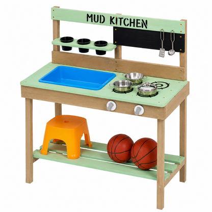 Little Teekie Wooden Mud Kitchen Play Set with Sink & Stove