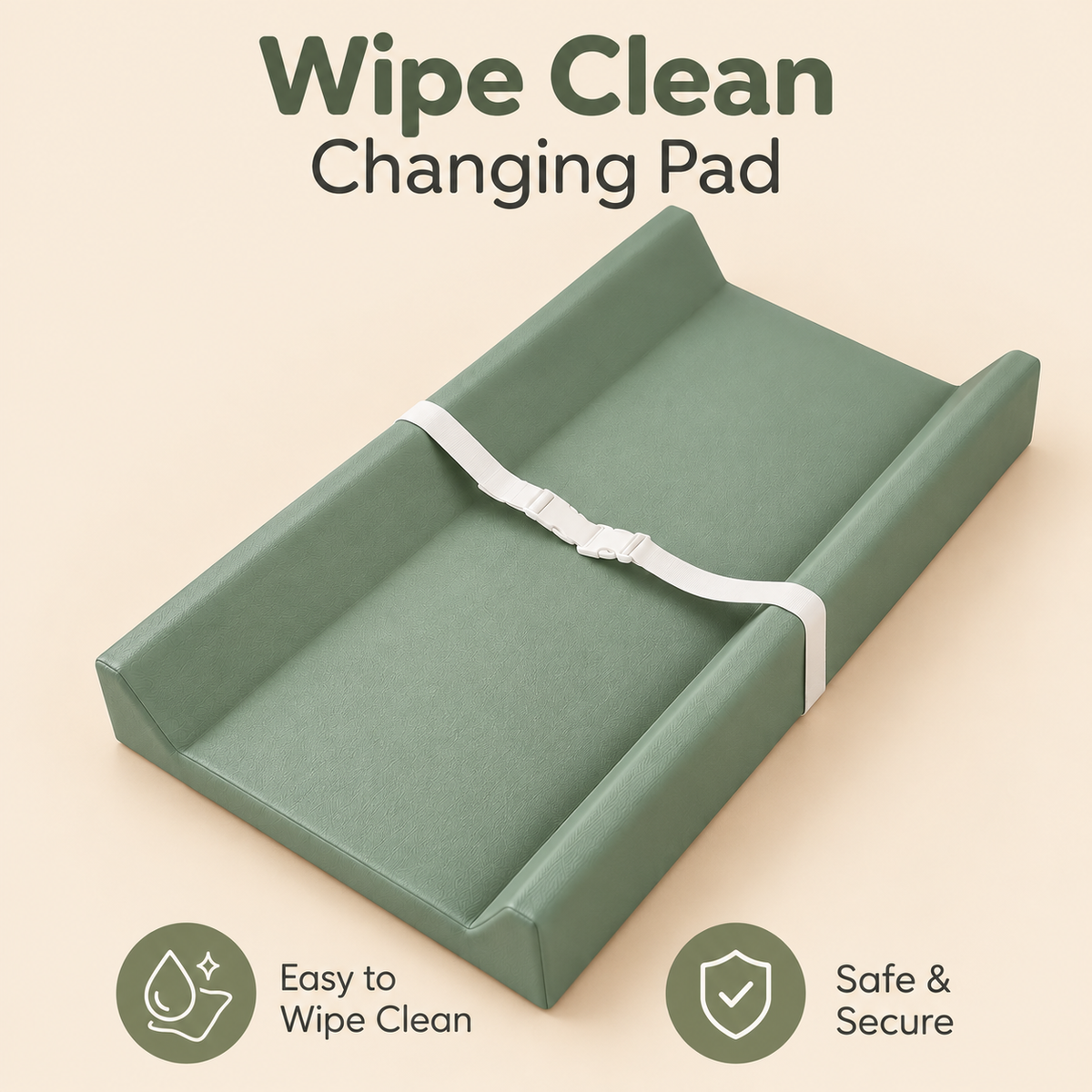 Little Teekie Baby Changing Pad | Waterproof Dual Foam 40x80cm – Sage