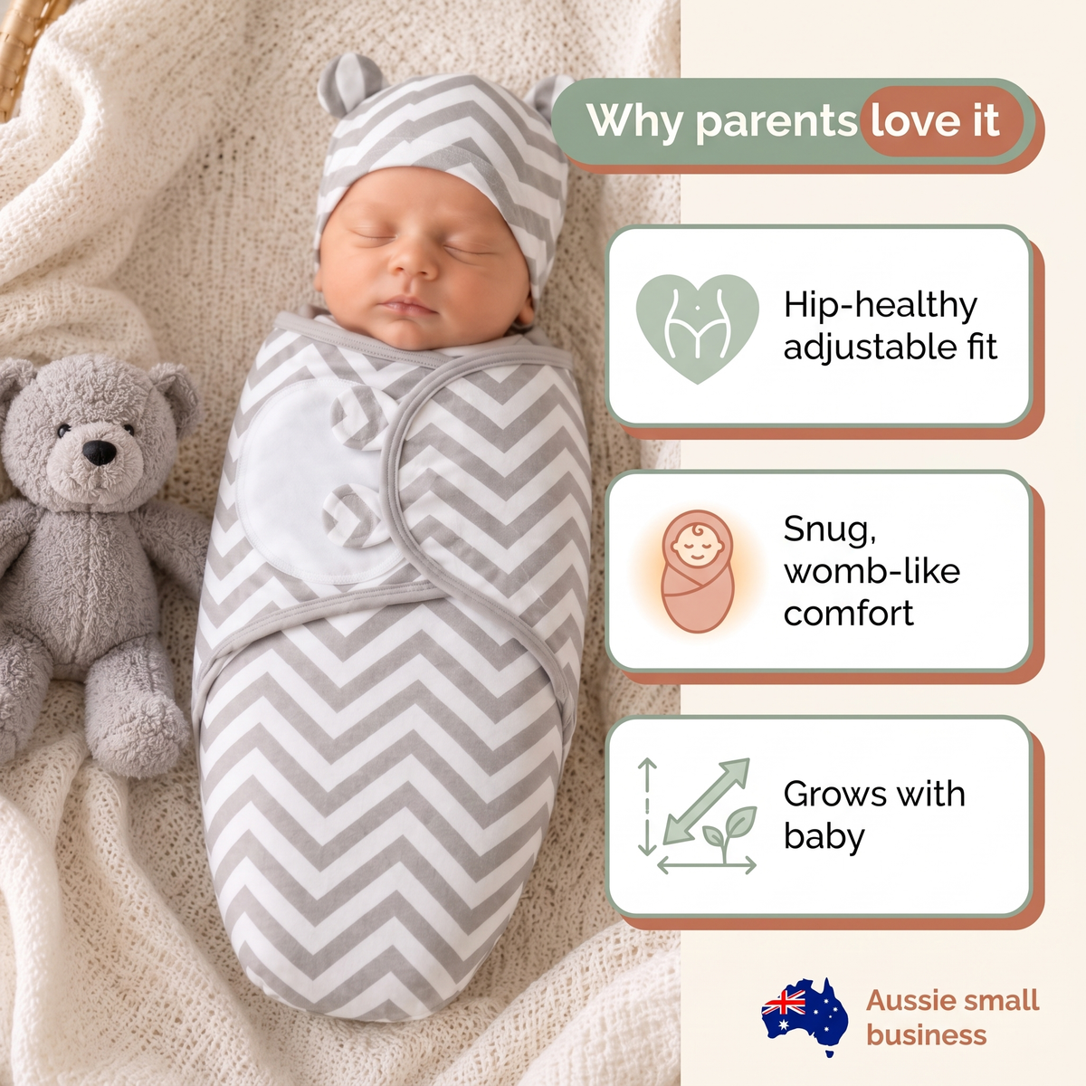 Why parents love the Little Teekie Adjustable Swaddle Wrap — hip-healthy, womb-like comfort, grows with baby