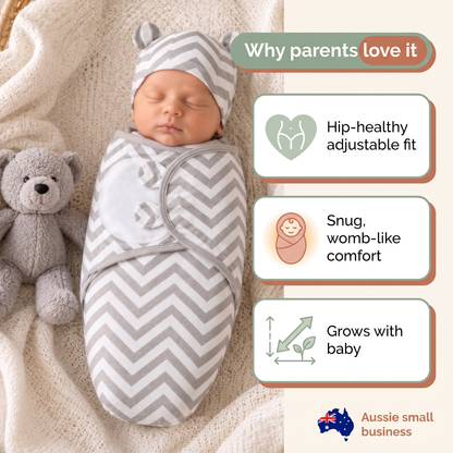 Why parents love the Little Teekie Adjustable Swaddle Wrap — hip-healthy, womb-like comfort, grows with baby
