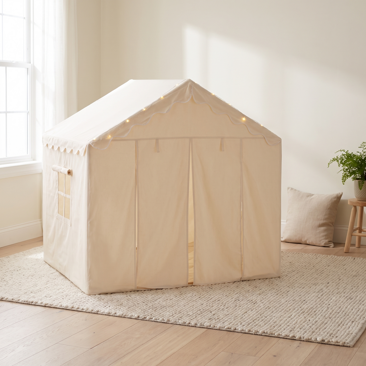 Large kids indoor play tent in a bright children's bedroom