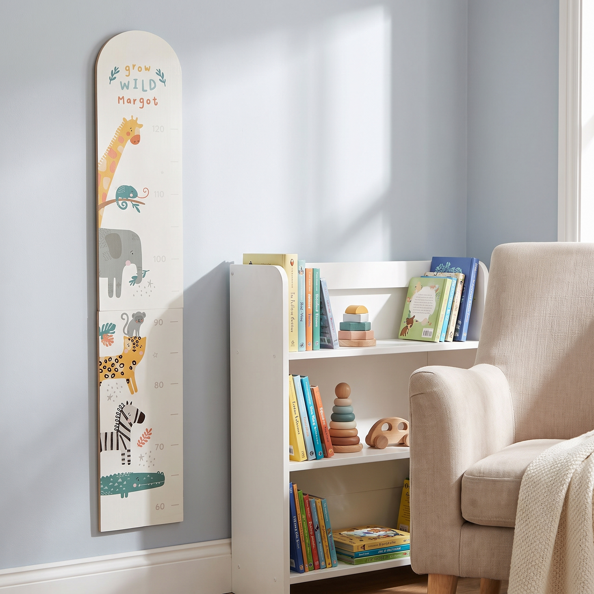 Safari height chart styled in a jungle-themed child's bedroom