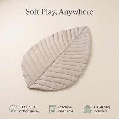 Oat leaf cotton play mat styled in a neutral nursery