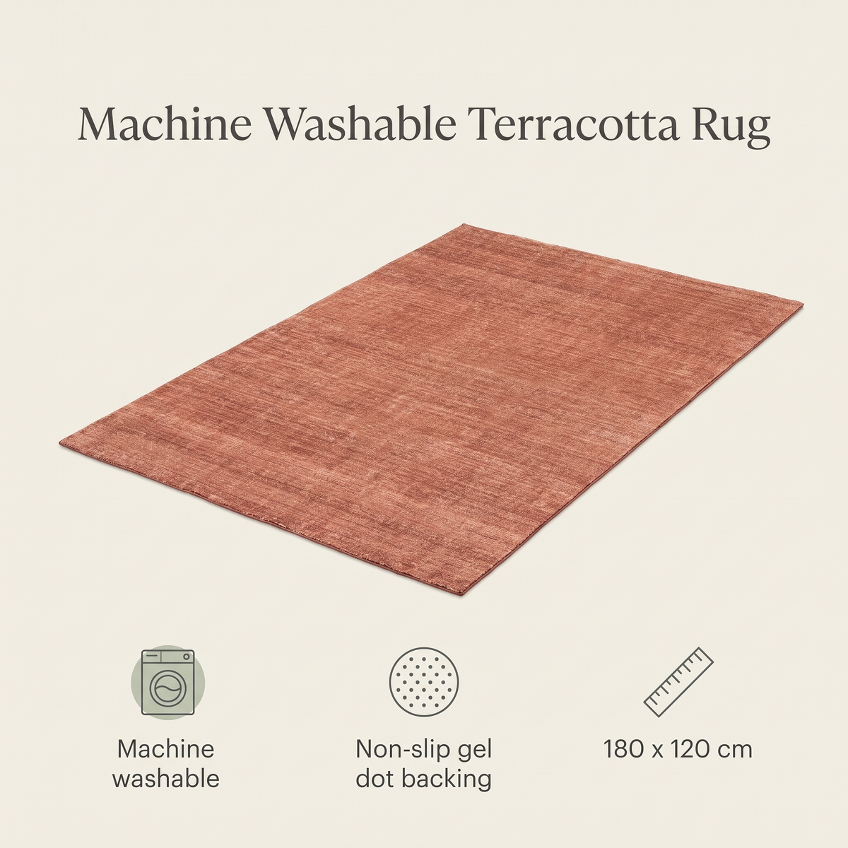 Terracotta orange washable rug in a bright kids bedroom