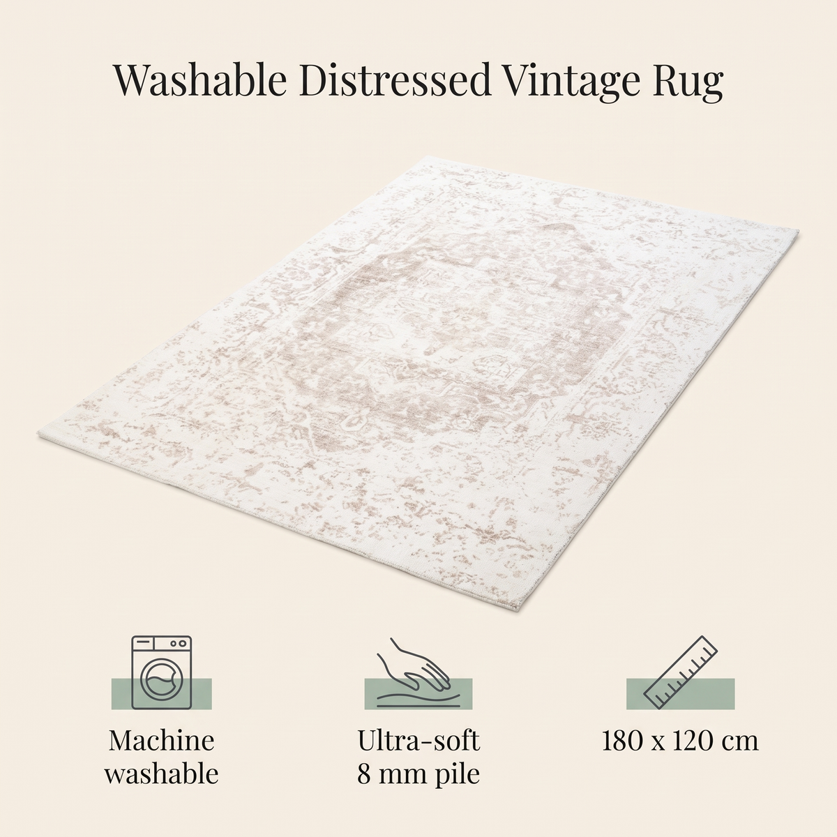Cream and beige washable rug in a bright child's bedroom