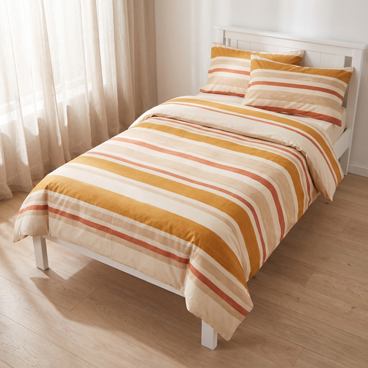 Little Teekie Organic Cotton Kids Quilt Cover | King Single/Double 180x210cm – Sun-Soaked Stripe – lifestyle hero
