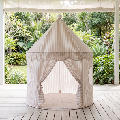 Little Teekie Pop-Up Play Tent | Cotton, Mesh Windows & Pom-Pom Roof – Ivory – lifestyle hero