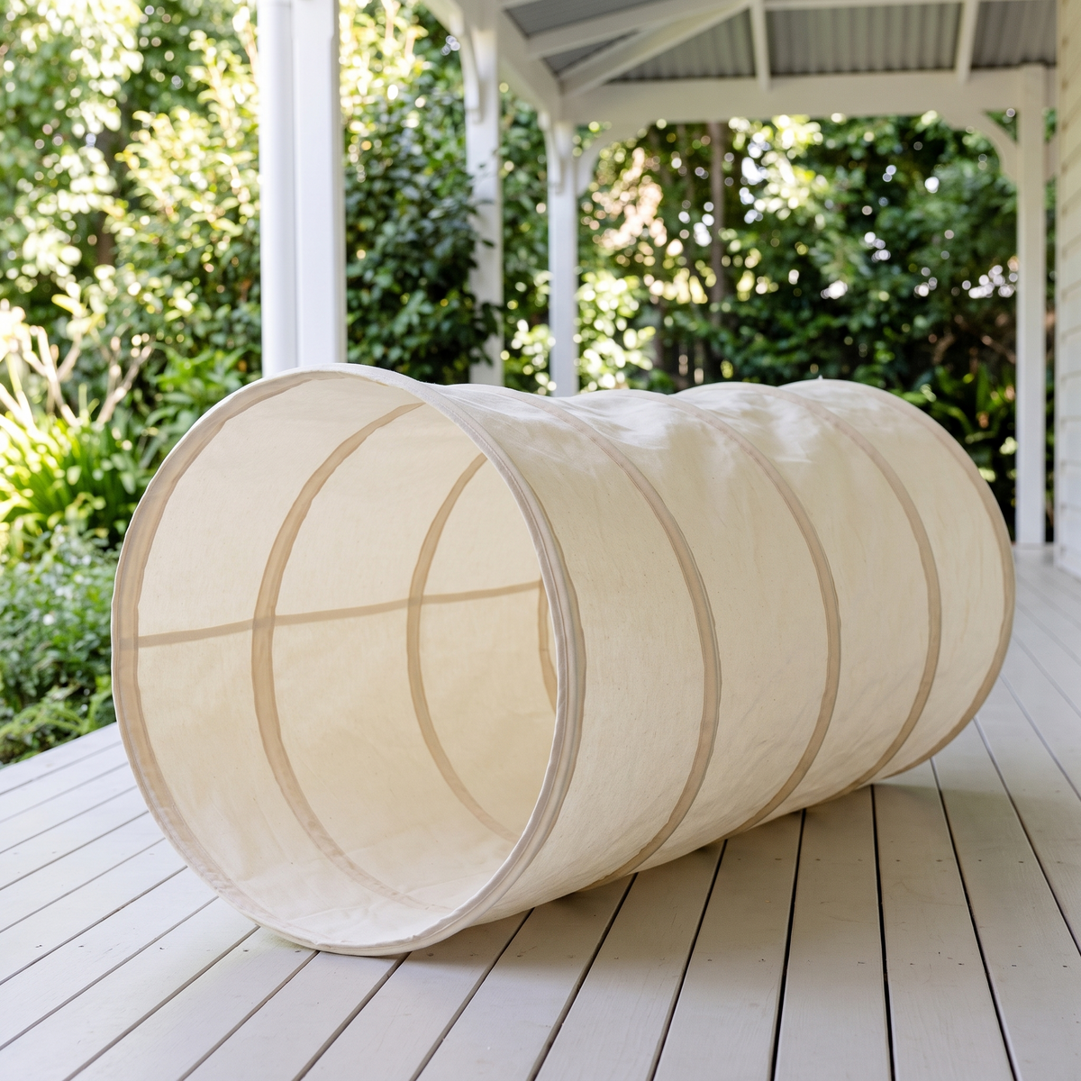 Little Teekie Play Tunnel | OEKO-TEX Cotton Canvas, Foldable – Oat – lifestyle hero
