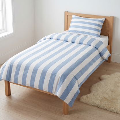 Little Teekie Stripe Organic Cotton Quilt Cover | Single 140x210cm – Seaside Stripe – lifestyle hero