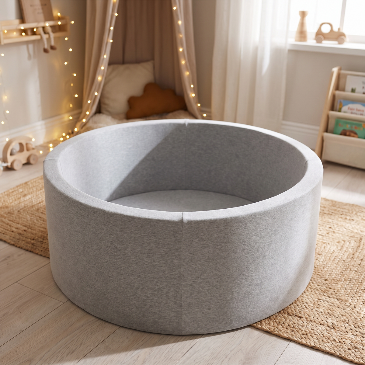 Little Teekie Soft Foam Ball Pit | Luxe Fabric 90cm, Balls Not Included – Oat – lifestyle hero