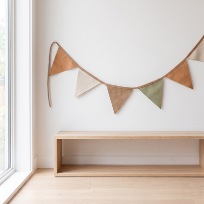 Little Teekie Fabric Bunting Garland | Play Tent Accessory 2.4m – Oat Gingham – lifestyle hero