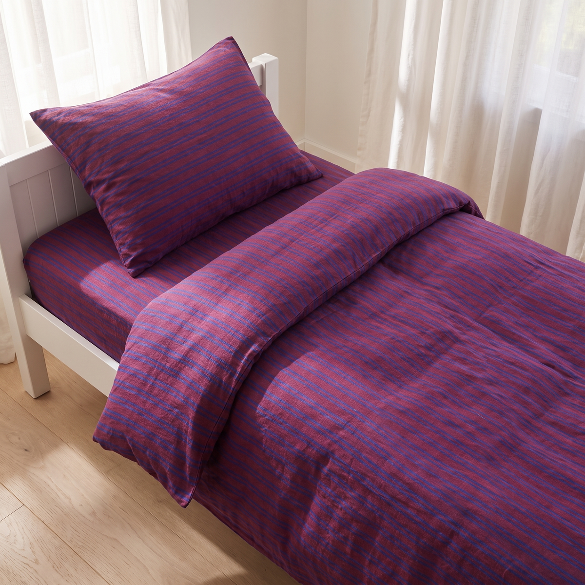 Little Teekie French Flax Linen Kids Quilt Cover | Single 140x210cm – Burnt Sienna – lifestyle hero