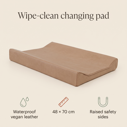 Little Teekie Baby Changing Pad | Waterproof Vegan Leather, Dual Foam 48x70cm – Tan – key features
