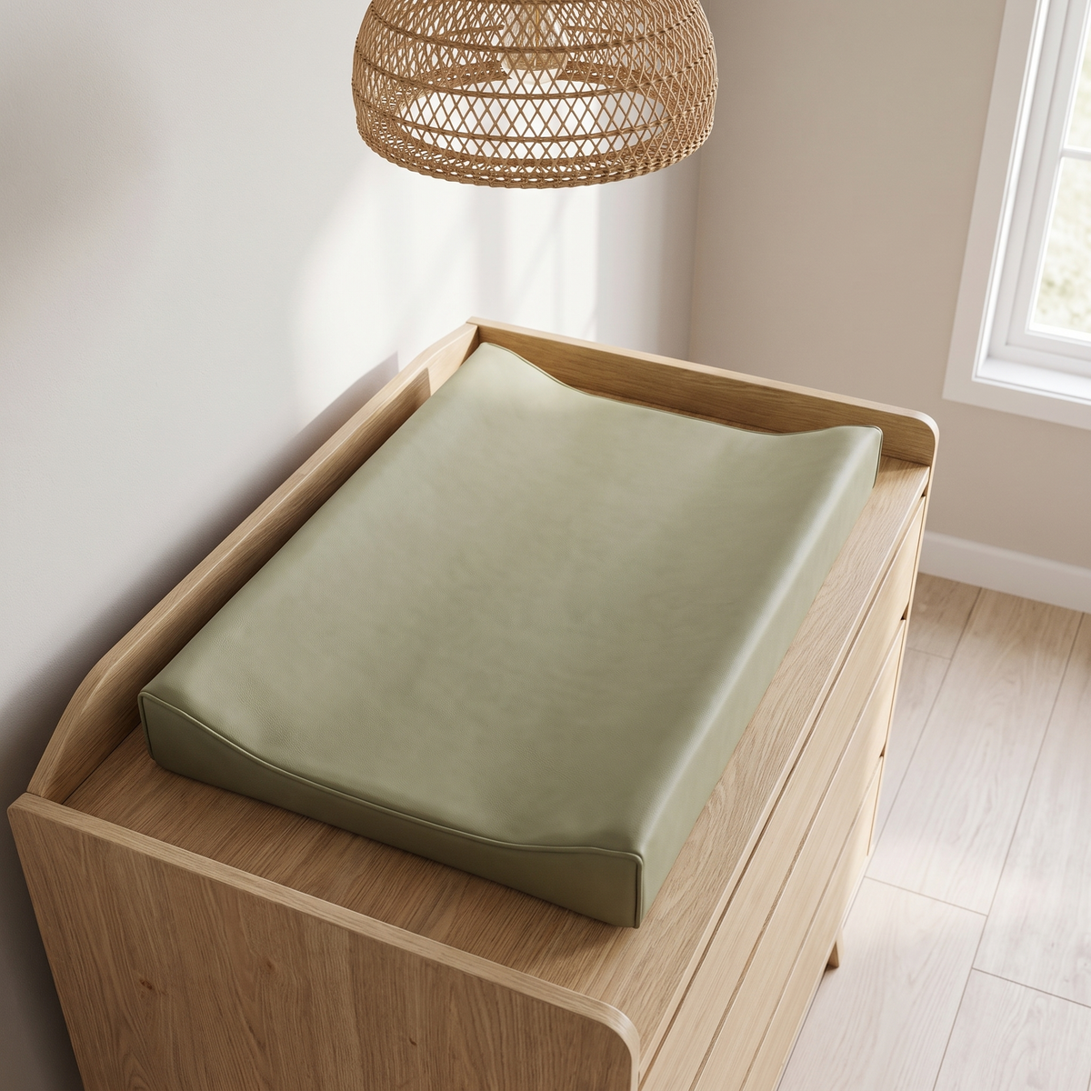 Little Teekie Baby Changing Pad | Waterproof Vegan Leather, Dual Foam 48x70cm – Sage – lifestyle hero