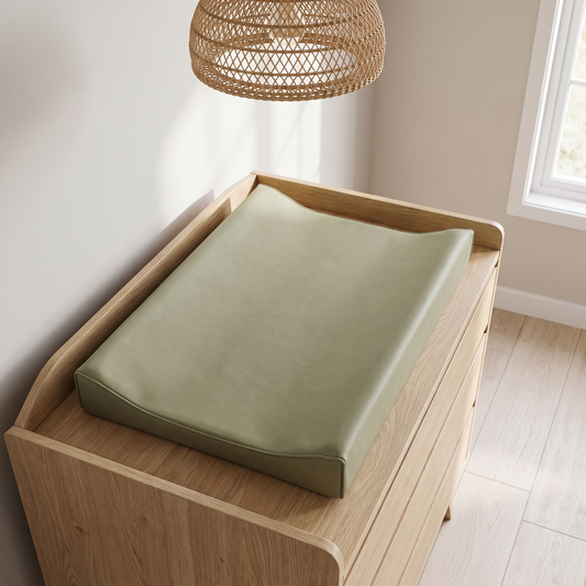 Little Teekie Baby Changing Pad | Waterproof Vegan Leather, Dual Foam 48x70cm – Sage – lifestyle hero