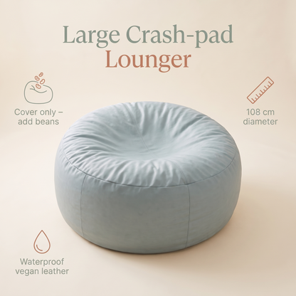 Little Teekie Kids Crash Pad Bean Bag Cover | Waterproof Vegan Leather 108cm – Tan – key features