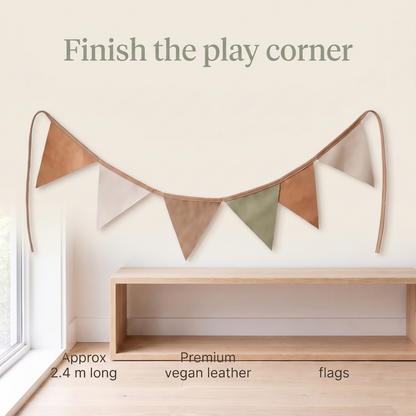 Little Teekie Fabric Bunting Garland | Play Tent Accessory 2.4m – Oat Gingham – key features