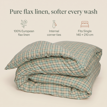 Little Teekie French Flax Linen Kids Quilt Cover | Single 140x210cm – Sage – key features