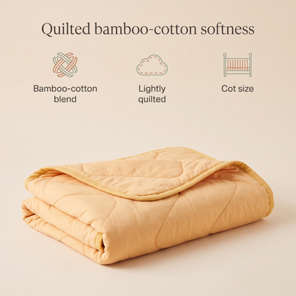 Little Teekie Quilted Bamboo Cotton Cot Bedspread | Plain Dyed, Cot Size – Butter Yellow – key features