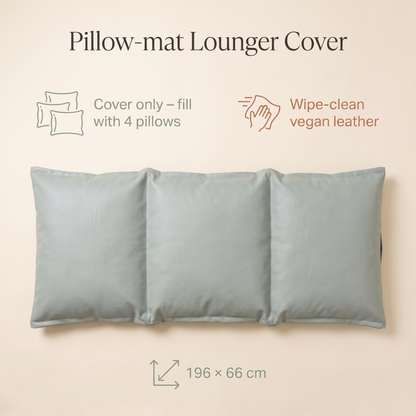Little Teekie Pillow Mat Lounger Cover | Vegan Leather 196x66cm, Fits 4 Standard Pillows – Duck Egg – key features