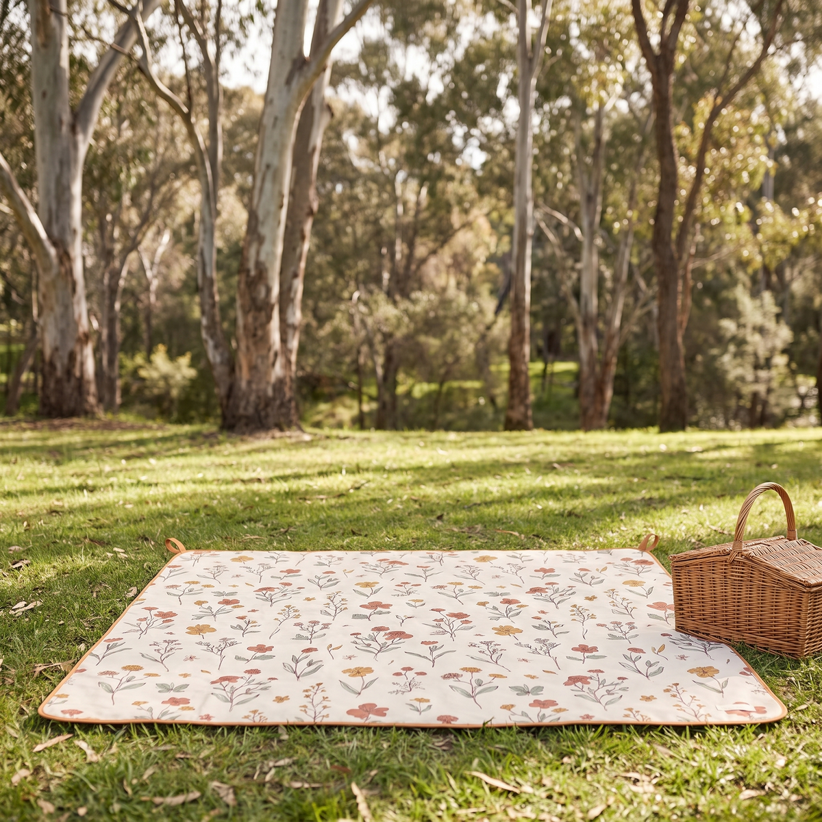 Little Teekie Recycled Waterproof Picnic Rug | XL 200x200cm with Peg Kit – Wildflower – lifestyle hero