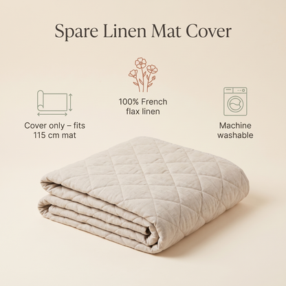 Little Teekie Spare Linen Play Mat Cover | Fits 115cm Round Mat, Machine Washable – Natural – key features