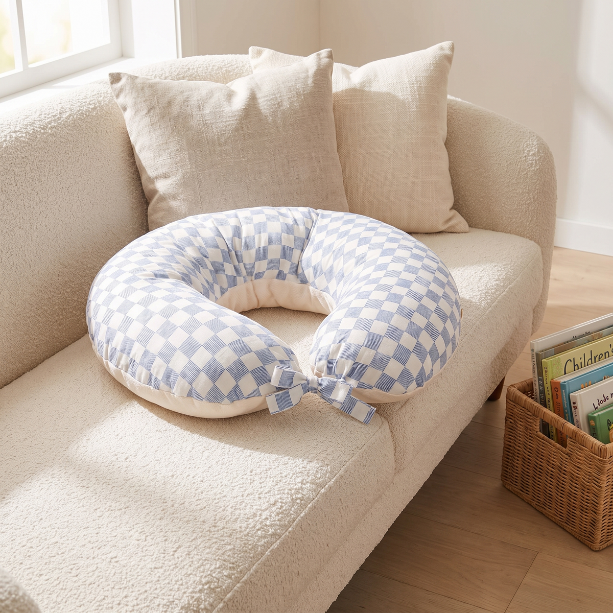 Little Teekie Organic Cotton Nursing Pillow | Feeding Support 64x51cm, Washable Cover – Waves – lifestyle hero