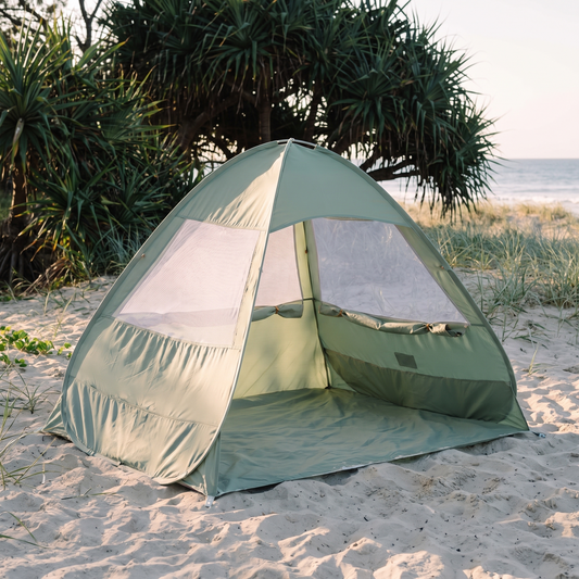 Little Teekie Pop-Up Baby Beach Tent | UPF 50+ with Mesh Sides & Sand Pockets – Sage – lifestyle hero