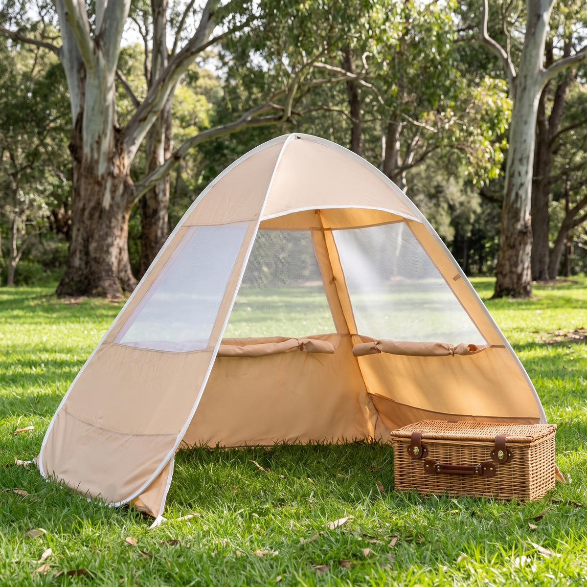 Little Teekie Pop-Up Baby Beach Tent | UPF 50+ with Mesh Sides & Sand Pockets – Gingham – lifestyle hero