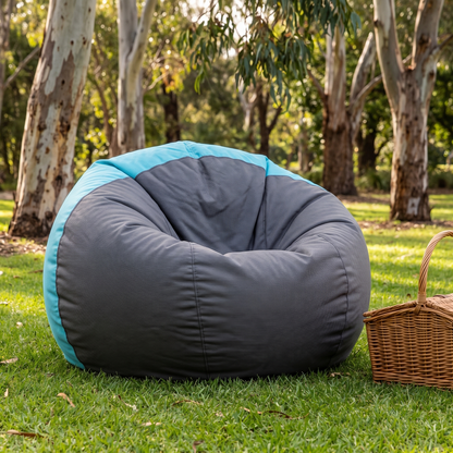 Little Teekie Outdoor Kids Bean Bag Cover | Water-Repellent Olefin, Cover Only – Terracotta Stripe – lifestyle hero