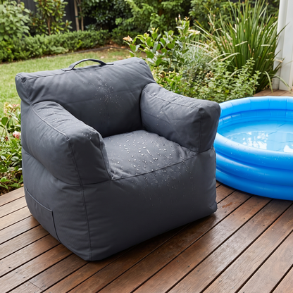 Little Teekie Outdoor Kids Bean Bag Cover | Water-Resistant Olefin, Cover Only – Sage – styled on a deck