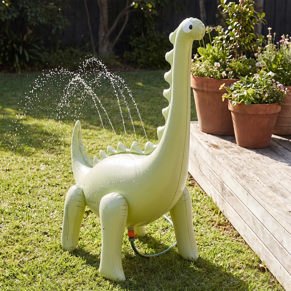 Little Teekie Giant Inflatable Dinosaur Sprinkler | Phthalate-Free PVC with Hose Adaptor – Dino Green – lifestyle hero