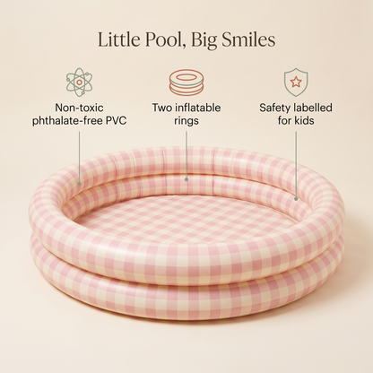 Little Teekie Kids Inflatable Pool | Printed, Phthalate-Free PVC – Gingham – key features