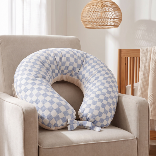 Little Teekie Printed Cotton Nursing Pillow | C-Shape Feeding Support – Waves – lifestyle hero