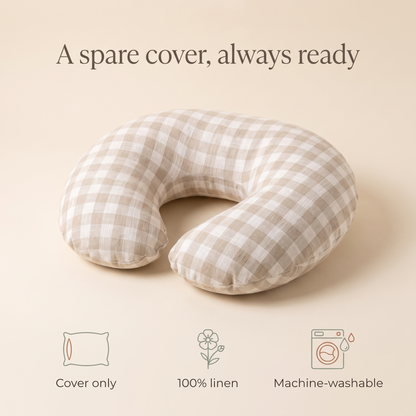 Little Teekie Spare Nursing Pillow Cover | 100% Linen, Machine Washable – Gingham – key features