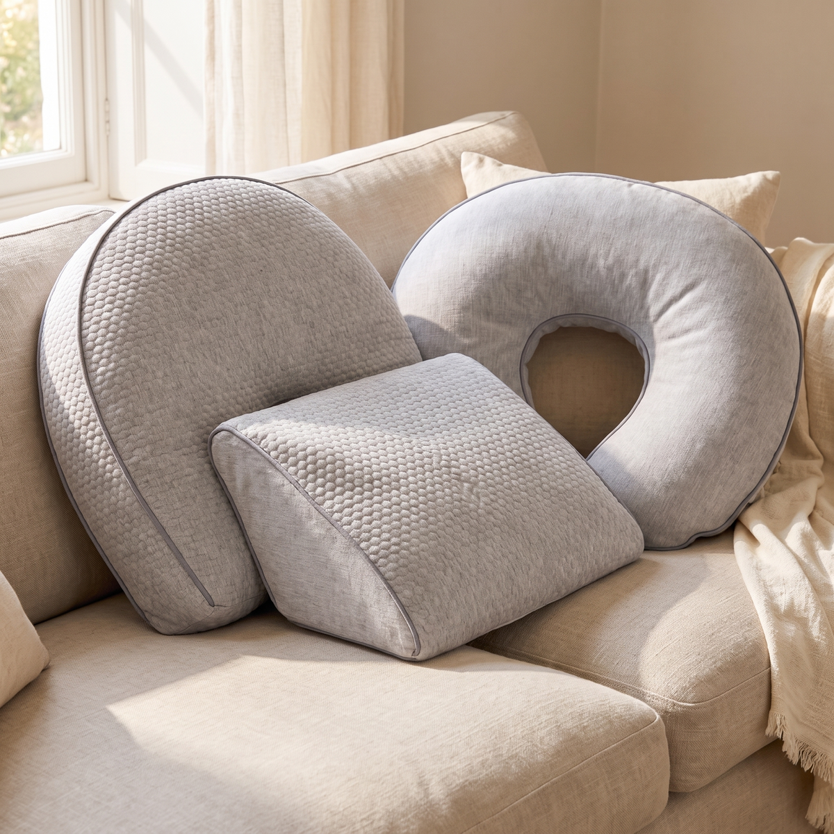 Little Teekie Adjustable Wedge Pregnancy Pillow | 3-Piece Set, Supportive Fill – Linen Look – lifestyle hero