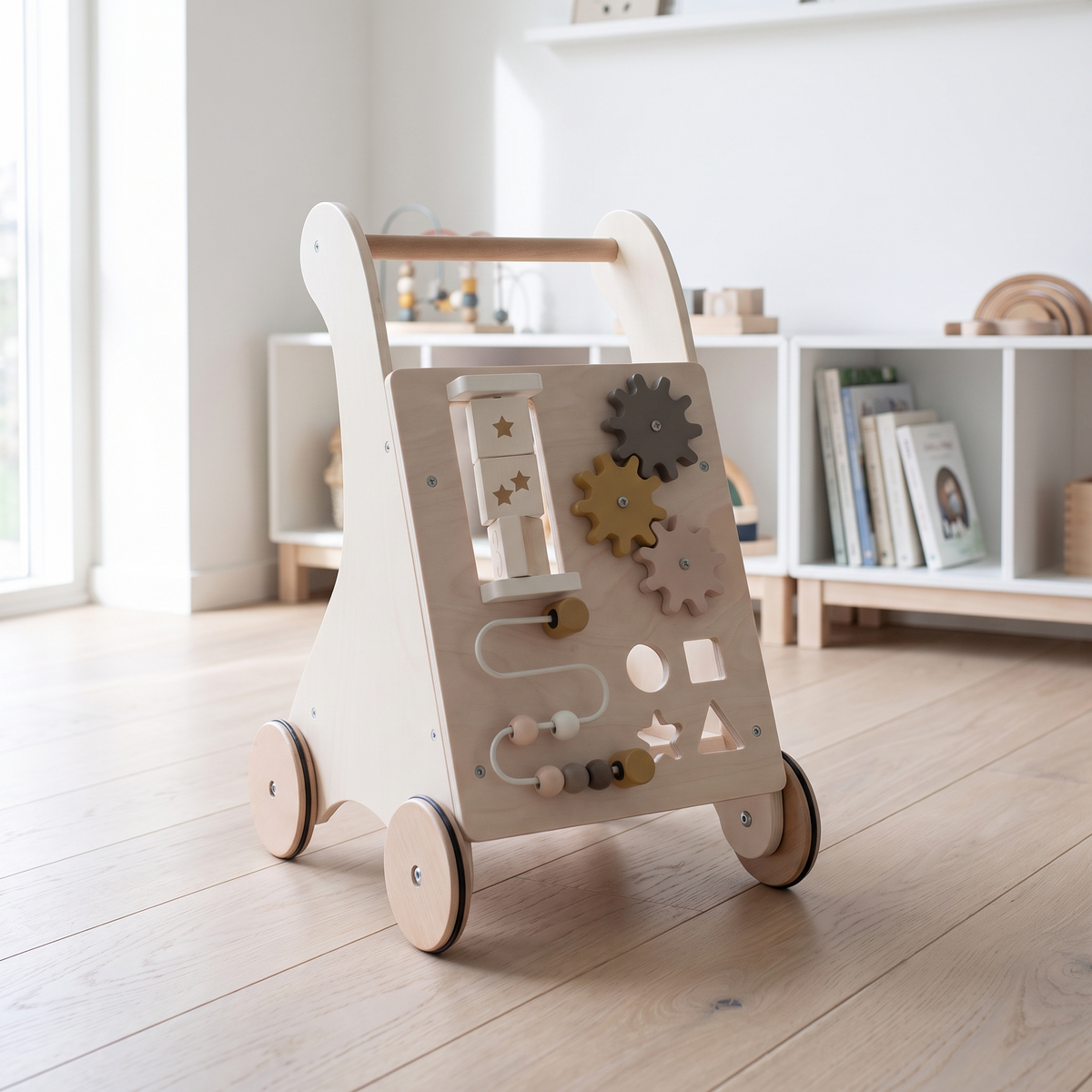 Little Teekie Wooden Activity Walker | Ball Frame, Cogs and Toy Box, 18 Months+ – lifestyle